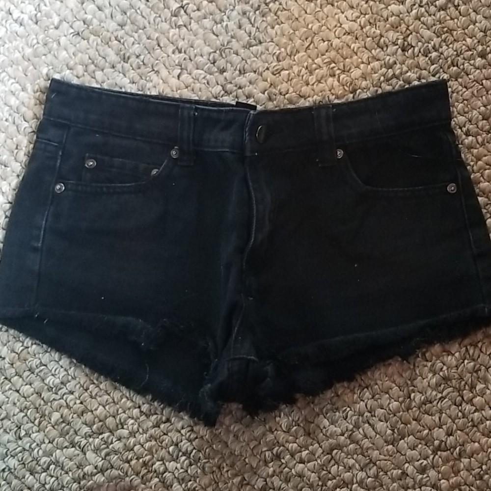 Black denim shorts